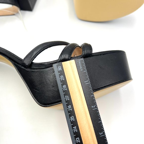 Rachel Zoe Size 11 Ella Black Leather Platform Block Heel Sandals Heels Shoes - Picture 15 of 15